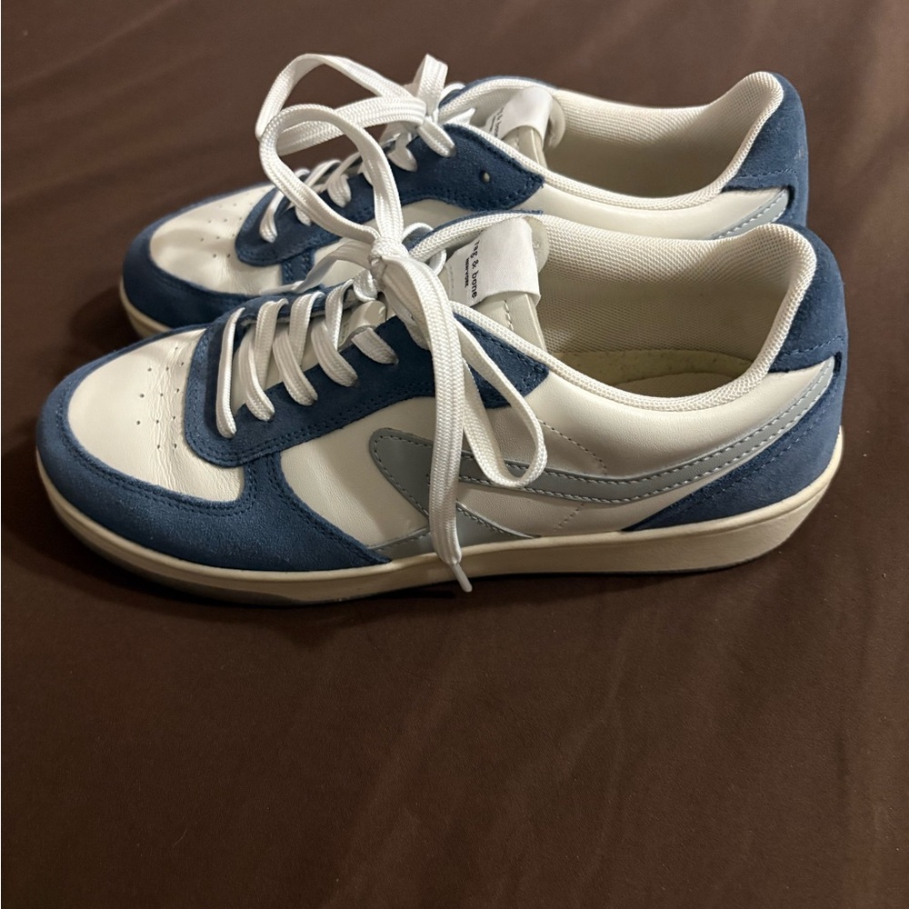 rag & bone White and Blue Suede Athletic Sneakers